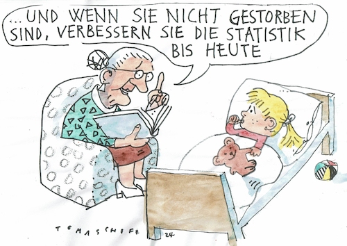 Cartoon: Statistik (medium) by Jan Tomaschoff tagged gesundheit,medizin,statistik,überleben,gesundheit,medizin,statistik,überleben