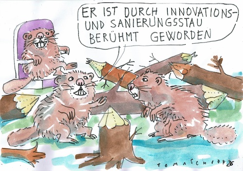 Cartoon: Stau (medium) by Jan Tomaschoff tagged wirtschaft,infrastruktur,investitionen,stau,wirtschaft,infrastruktur,investitionen,stau