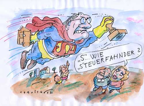 Cartoon: Steuerfahndung (medium) by Jan Tomaschoff tagged steuerflucht,steuerfahndung