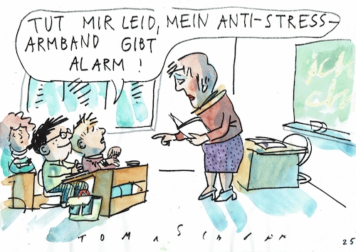 Cartoon: Stress (medium) by Jan Tomaschoff tagged stress,wearable,schule,kind,stress,wearable,schule,kind