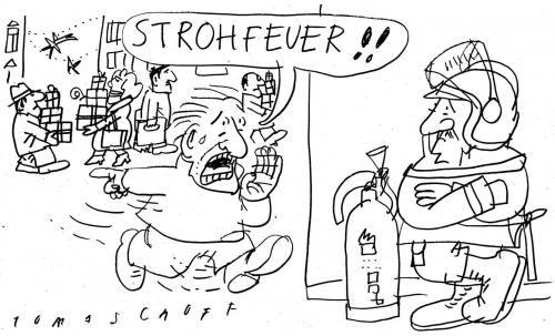 Cartoon: Strohfeuer (medium) by Jan Tomaschoff tagged kaufkraft,konsumenten,kojunktur,wirtschaftskrise