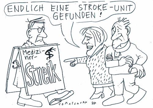 Cartoon: Stroke unit (medium) by Jan Tomaschoff tagged schlaganfall,krankenhaus,schlaganfall,krankenhaus