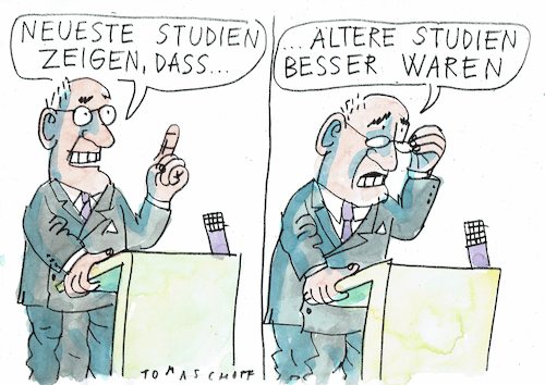 Cartoon: Studien (medium) by Jan Tomaschoff tagged wissenschaft,corona,wissenschaft,corona