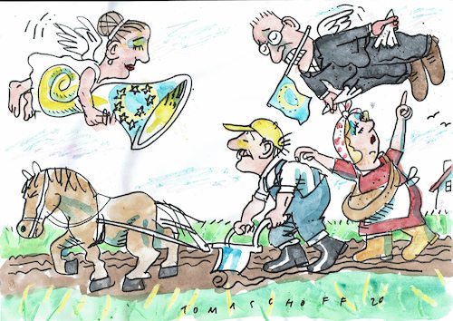 Cartoon: Subventionen (medium) by Jan Tomaschoff tagged eu,landwirtschaft,subventionen,haushalt,eu,landwirtschaft,subventionen,haushalt