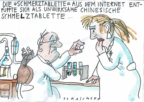 Cartoon: Tablette (medium) by Jan Tomaschoff tagged medikamentenmangel,china,medikamentenmangel,china