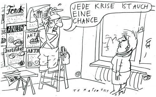 Cartoon: Tapeten (medium) by Jan Tomaschoff tagged wirtschaftskrise,rezession,geldanlagen,aktien,wertpapiere,banken,banker