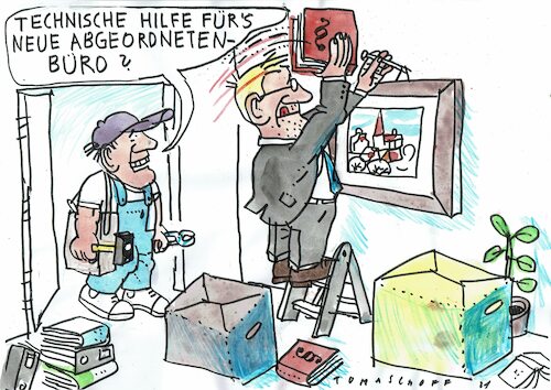 Cartoon: Technik (medium) by Jan Tomaschoff tagged abgeordnete,juristen,beamte,abgeordnete,juristen,beamte