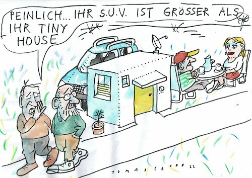 Cartoon: tiny houses (medium) by Jan Tomaschoff tagged wohnen,auto,wohnen,auto