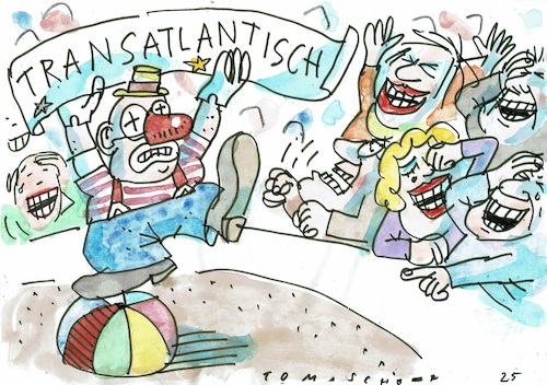 Cartoon: transatlantisch (medium) by Jan Tomaschoff tagged usa,trump,europa,usa,trump,europa