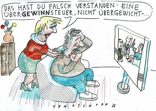 Cartoon: Übergewinn (medium) by Jan Tomaschoff tagged übergewinn,ölkonzerne,übergewicht,steuern,übergewinn,ölkonzerne,übergewicht,steuern