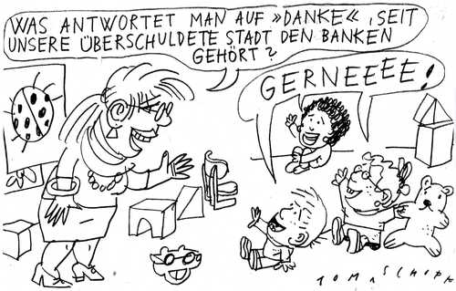 Cartoon: Überschuldung (medium) by Jan Tomaschoff tagged banken,schulden