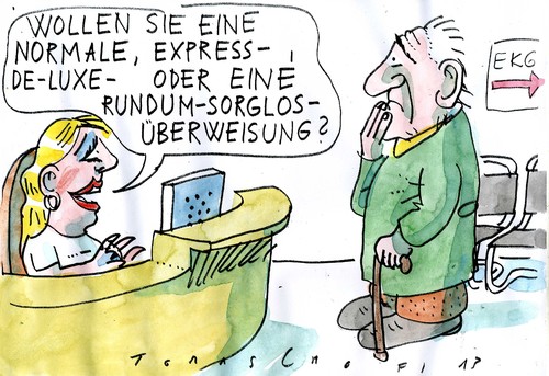 Cartoon: Überweisung (medium) by Jan Tomaschoff tagged arzttermine,arzttermine