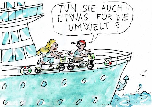 Cartoon: Umwelt (medium) by Jan Tomaschoff tagged scooter,roller,umwelt,kreuzfahrt,scooter,roller,umwelt,kreuzfahrt