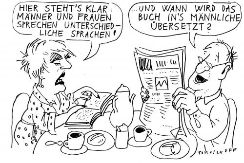 Cartoon: Unterschiedliche Sprache (medium) by Jan Tomaschoff tagged beziehung,mann,frau,sprache,kommunikation,beziehung,mann,frau,sprache,kommunikation,paar,pärchen,beziehungskiste,rollentausch,rollenbild,partnerschaft,ehe,liebe,partner,partnerin,frühstück,unterschiede,rollenverteilung,geschlechterunterschiede,klische,verhalten,biologie,evolution