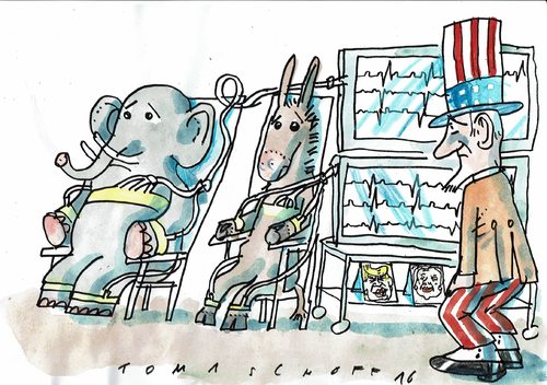 Cartoon: US-Wahlkampf (medium) by Jan Tomaschoff tagged wahlkampf,politikergesundheit,clinton,trump,wahlkampf,politikergesundheit,clinton,trump