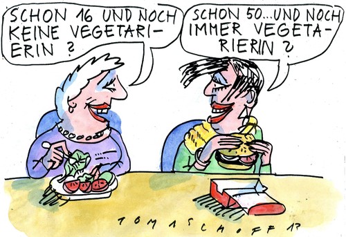 Cartoon: Vegetarier (medium) by Jan Tomaschoff tagged vegetarier,vegetarier