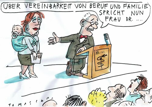 Cartoon: vereinbar (medium) by Jan Tomaschoff tagged familie,beruf,kinder,familie,beruf,kinder