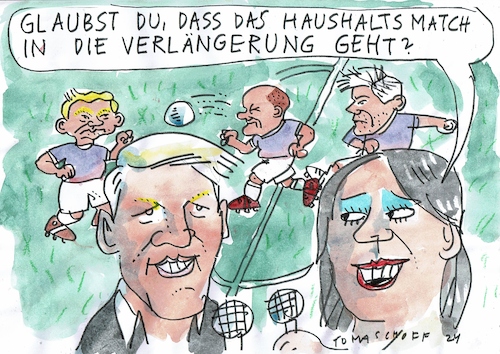 Cartoon: Verlängerung (medium) by Jan Tomaschoff tagged haushalt,amperl,fußball,haushalt,amperl,fußball