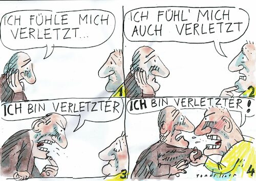 Cartoon: verletzbar (medium) by Jan Tomaschoff tagged diskurs,empfindlichkeit,wehleidigkeit,toleranz,verständnis,diskurs,empfindlichkeit,wehleidigkeit,toleranz,verständnis