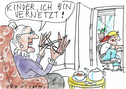 Cartoon: Vernetzt (medium) by Jan Tomaschoff tagged internet,senioren,internet,senioren
