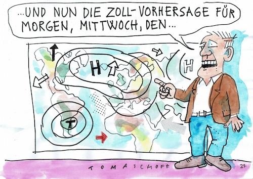 Cartoon: Vorhersage (medium) by Jan Tomaschoff tagged usa,trump,zoll,handelskrieg,usa,trump,zoll,handelskrieg