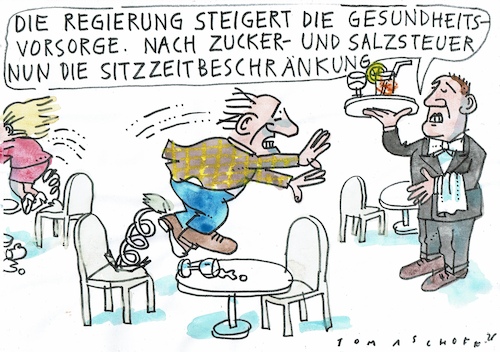 Cartoon: Vorsorge (medium) by Jan Tomaschoff tagged gesundheit,zucker,salz,sitzen,gesundheit,zucker,salz,sitzen
