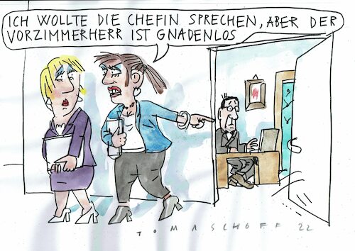 Cartoon: Vorzimmerherr (medium) by Jan Tomaschoff tagged frauern,männer,quote,gleichberechtigung,frauern,männer,quote,gleichberechtigung