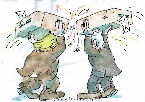Cartoon: Wahl (medium) by Jan Tomaschoff tagged wahl,usa,trump,biden,wahl,usa,trump,biden