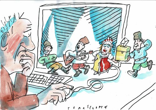 Cartoon: Wahlbeeinflussung (medium) by Jan Tomaschoff tagged wahlen,internert,russland,wahlen,internert,russland