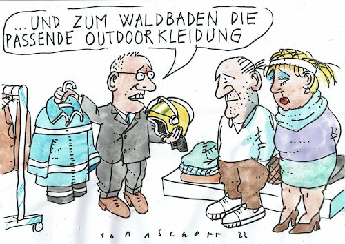 Cartoon: Waldbaden (medium) by Jan Tomaschoff tagged wald,brände,wald,brände