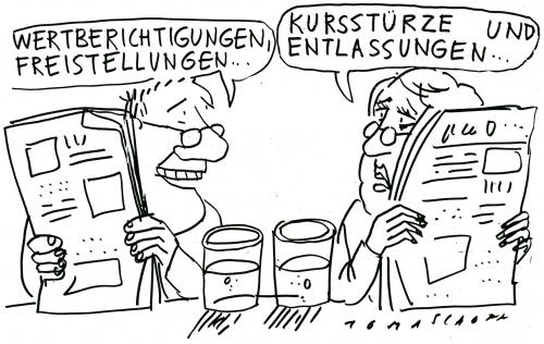 Cartoon: Wertberichtigungen... (medium) by Jan Tomaschoff tagged finanzkrise,