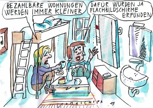 Cartoon: Wohnung (medium) by Jan Tomaschoff tagged mieten,wohnungsnot,mieten,wohnungsnot