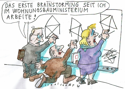 Cartoon: Wohnungsbau (medium) by Jan Tomaschoff tagged wohnungsnot,wohnungsbau,ministerialbürokratie,wohnungsnot,wohnungsbau,ministerialbürokratie