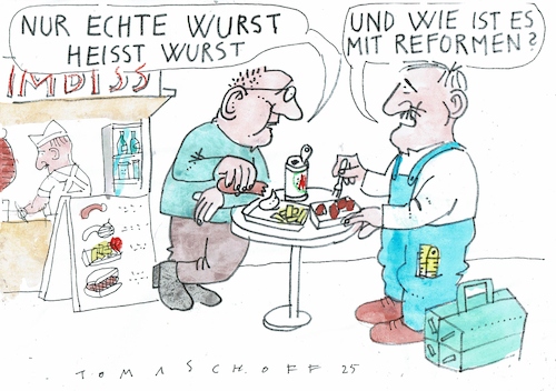 Cartoon: Wurst (medium) by Jan Tomaschoff tagged fleisch,fleischersatz,vegaetarier,veganer,reformen,fleisch,fleischersatz,vegaetarier,veganer,reformen