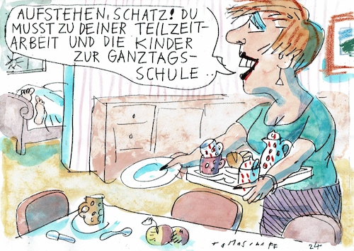 Cartoon: Zeit (medium) by Jan Tomaschoff tagged beruf,teilzeit,schule,beruf,teilzeit,schule
