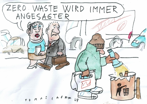 Cartoon: zero waste (medium) by Jan Tomaschoff tagged abfall,armut,flaschensammeln,kreislaufwirtschaft,abfall,armut,flaschensammeln,kreislaufwirtschaft