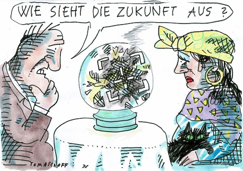 Cartoon: Zukunft (medium) by Jan Tomaschoff tagged zukunft,krise,pessimismus,zukunft,krise,pessimismus