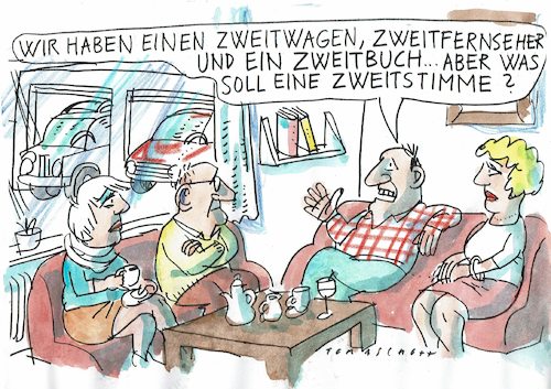 Cartoon: Zweitstimme (medium) by Jan Tomaschoff tagged wahlen,wahlrecht,wahlen,wahlrecht