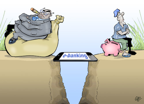 Cartoon: ebanking (medium) by Damien Glez tagged ebanking,money,savings,banks,ebanking,money,savings,banks