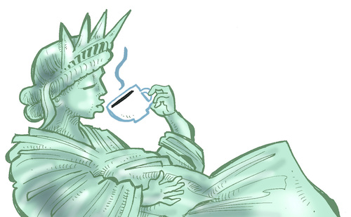 Cartoon: Lady Liberty (medium) by Damien Glez tagged lady,liberty,holiday,break