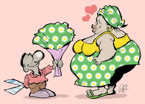 Cartoon: Love and flowers (medium) by Damien Glez tagged love,flowers,couple,woman,man,seduction,love,flowers,couple,woman,man,seduction