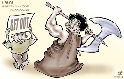 Cartoon: Muammar al-Gaddafi (medium) by Damien Glez tagged libia,gaddafi