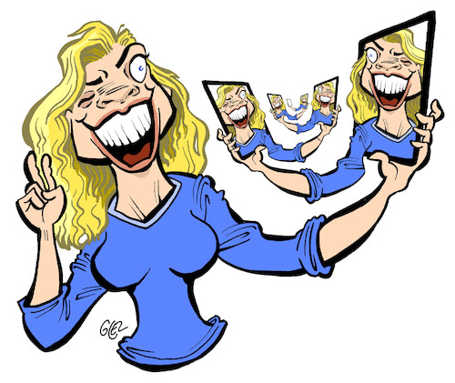 Cartoon: Selfie (medium) by Damien Glez tagged selfie,phone,smartphone,selfie,phone,smartphone
