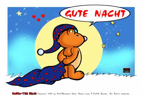 Cartoon: Bobbo der Bär - Good Night! 01 (medium) by FeliXfromAC tagged bobbo,the,bear,bär,tiere,cartoon,comic,illustration,stockart,animals,pleite,comix,felix,alias,reinhard,horst,greeting,card,glückwunschkarte,liebe,character,design,mascot,sympathiefigur,beziehung,glück,luck,greetings,good,night,gute,nacht,schlaf,niedlich
