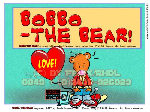 Cartoon: Bobbo The Bear! (medium) by FeliXfromAC tagged bobbo,the,bear,bär,tiere,cartoon,comic,illustration,stockart,animals,pleite,comix,felix,alias,reinhard,horst,greeting,card,glückwunschkarte,liebe,character,design,mascot,sympathiefigur,beziehung,glück,luck,greetings