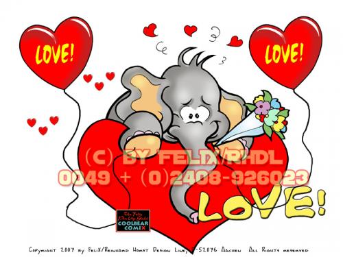 Cartoon: Cartoon Greeting Card (medium) by FeliXfromAC tagged charakter,model,sheet,stockart,felix,alias,reinhard,horst,aachen,elefant,elephant,happy,birthday,mascot,sympathiefigur,design,line,layout,entwurf,rot,red,comic,cartoon,illustration,heart,herz,love,liebe