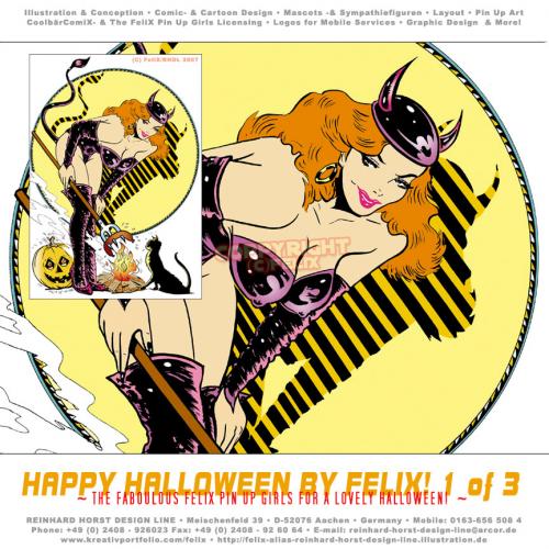 Cartoon: Happy Halloween 01 (medium) by FeliXfromAC tagged halloween,frau,woman,stockart,pin,up,girls,poster,tshirt,girl,sexy,collection,1942,hexe,witch,witchcraft,alias,reinhard,horst,