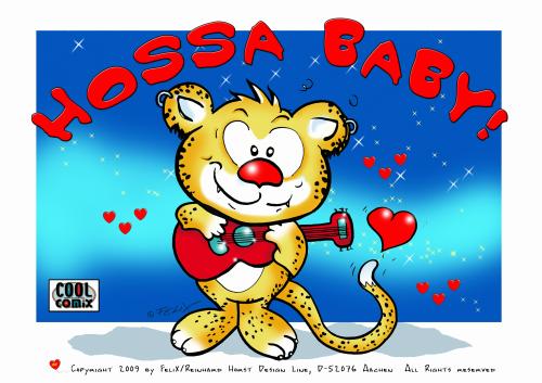 Cartoon: Hossa  Baby! Poster (medium) by FeliXfromAC tagged horst,reinhard,alias,felix,cartoon,comix,comic,gesang,gitarre,leopard,wallpaper,handy,design,character,lovecrazy,tiere,love,leo,animal,tier,animals