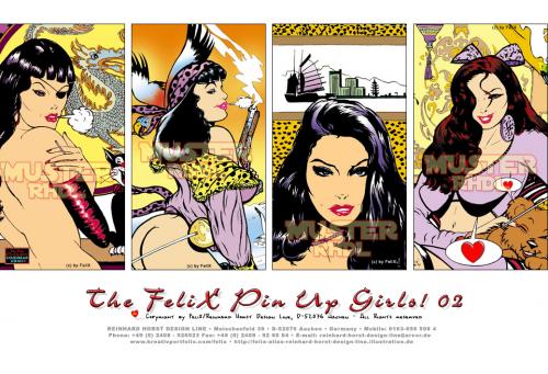 Cartoon: The FeliX Pin Up Sampler (medium) by FeliXfromAC tagged up,pin,wallpaper,bad,girl,frau,woman,glamour,erotic,poster,aachen,pirate,pirat,china,50th,felix,alias,reinhard,horst,stockart,illustration,cutie,retro,latex,fifties,rauchen,smoking,sexy,comic,cartoon