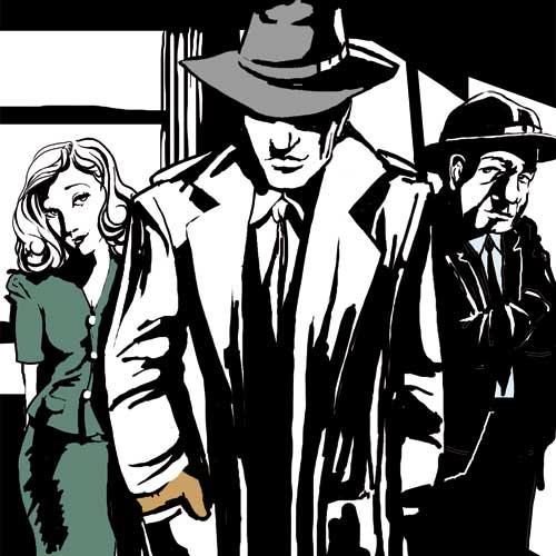 Cartoon: Richard Diamond- Gibson case (medium) by illustrita tagged man,mann,woman,frau,gun,waffe,detective,private,eye